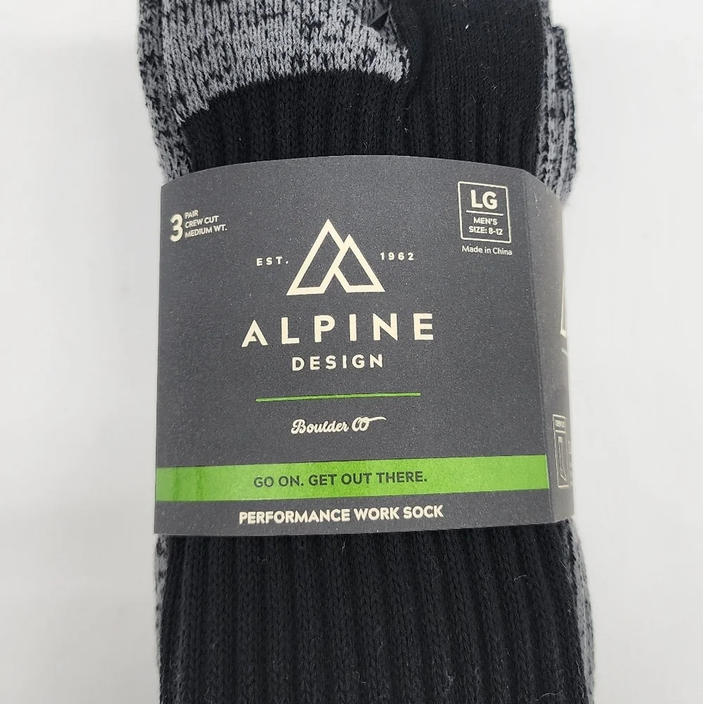 Alpine Design Performance Work Socks Crew Cut Mens Large(8-12) New